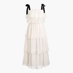 J Crew Tiered Tie-Shoulder Dress in Clip Dot